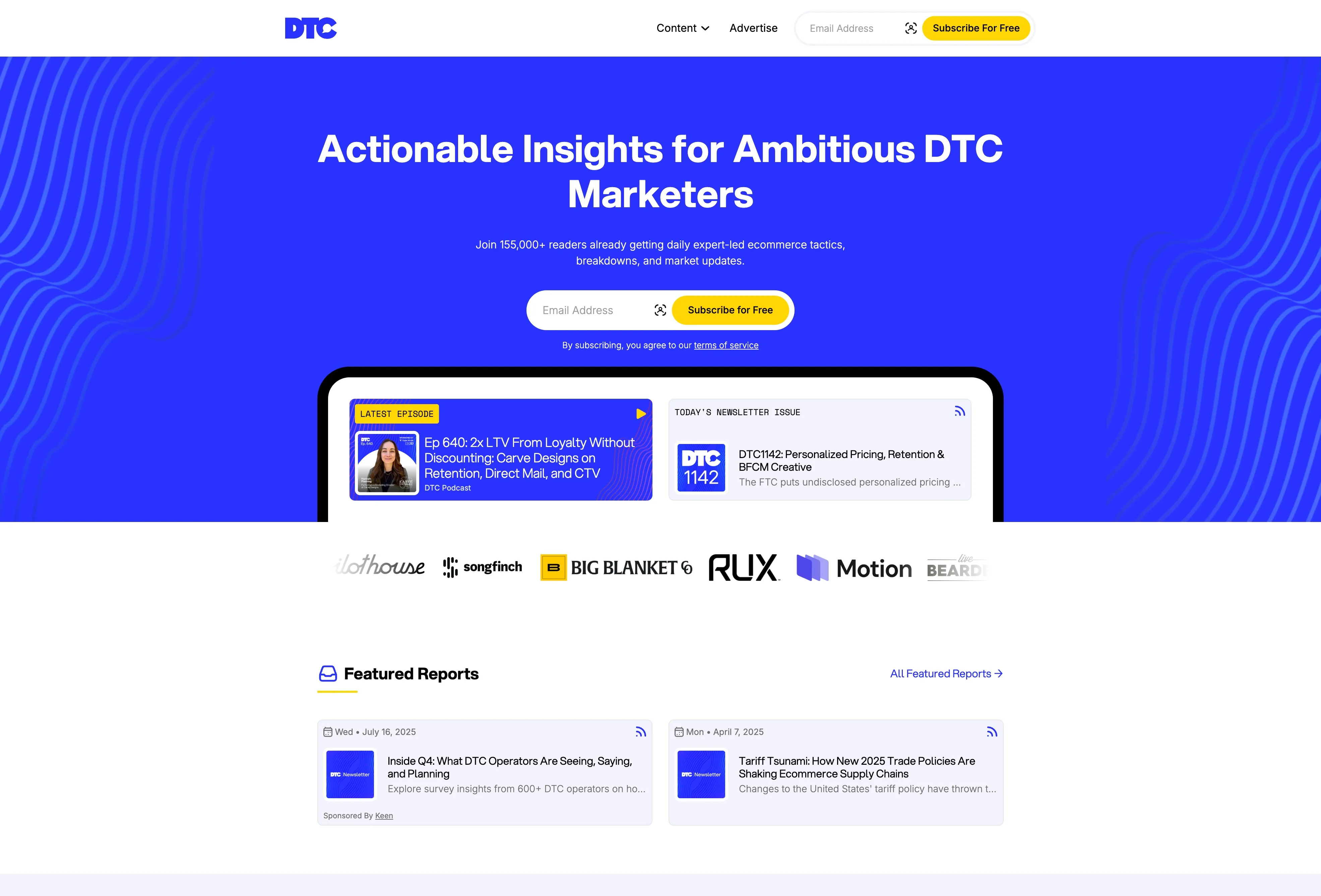 DTC Newsletter · live site