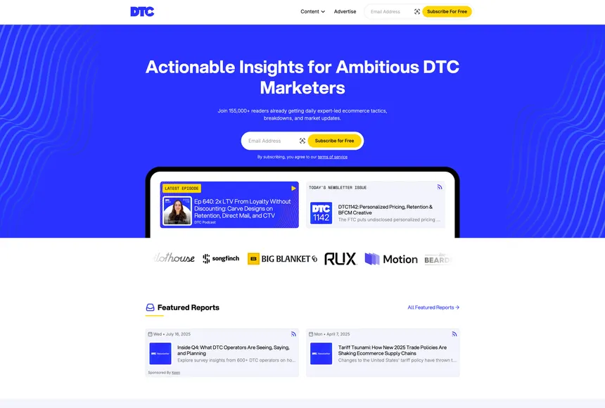 DTC Newsletter website